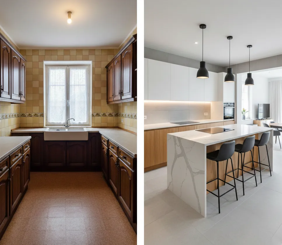 antes y después en la reforma de una cocina en Arroyomolinos